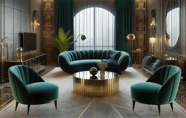 Sitting room designed in Art Deco style
